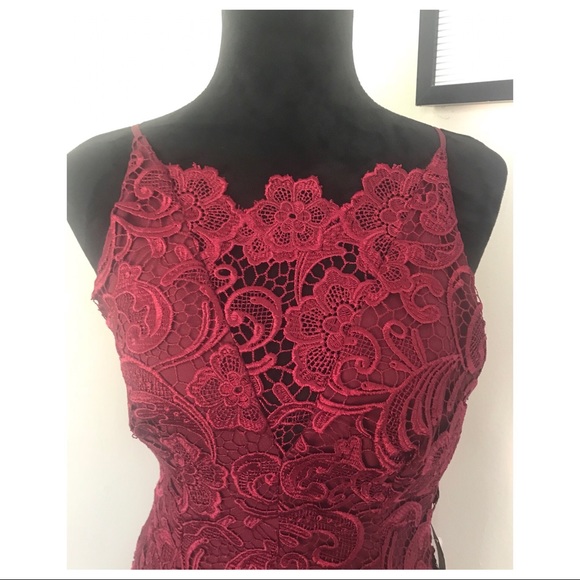 DRESS THE POPULATION LACE MINI DRESS - Picture 3 of 8